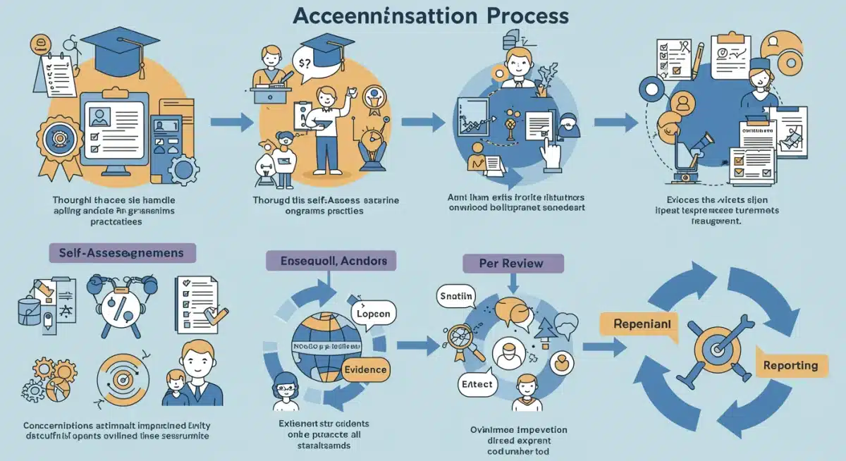 Infographic showing online education accreditation process steps