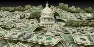 US dollar bills symbolizing federal stimulus package and economic injection