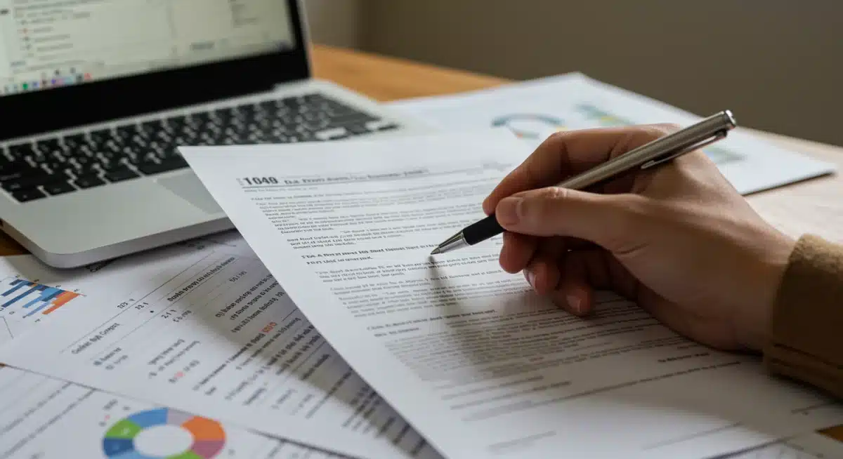 Hand highlighting a new tax deduction clause in IRS document