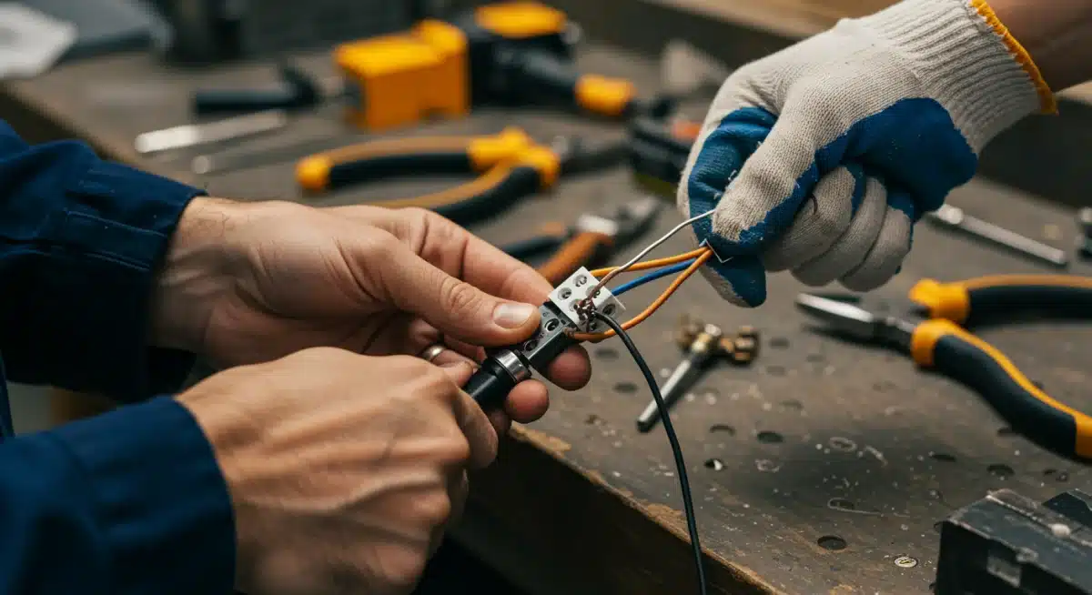 Apprentice and mentor collaborate on electrical wiring project