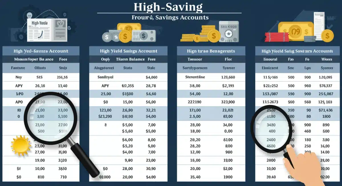Infographic comparing key features and annual percentage yields (APY) of various high-yield savings accounts.