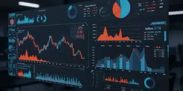 Digital financial dashboard showing 2026 economic forecast with 4% inflation and market volatility.
