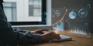 Person analyzing holographic financial data for 2026 debt management