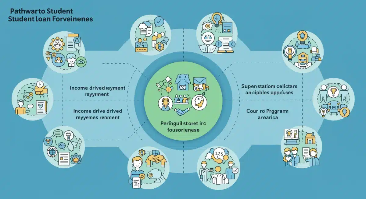 Infographic showing student loan forgiveness eligibility paths