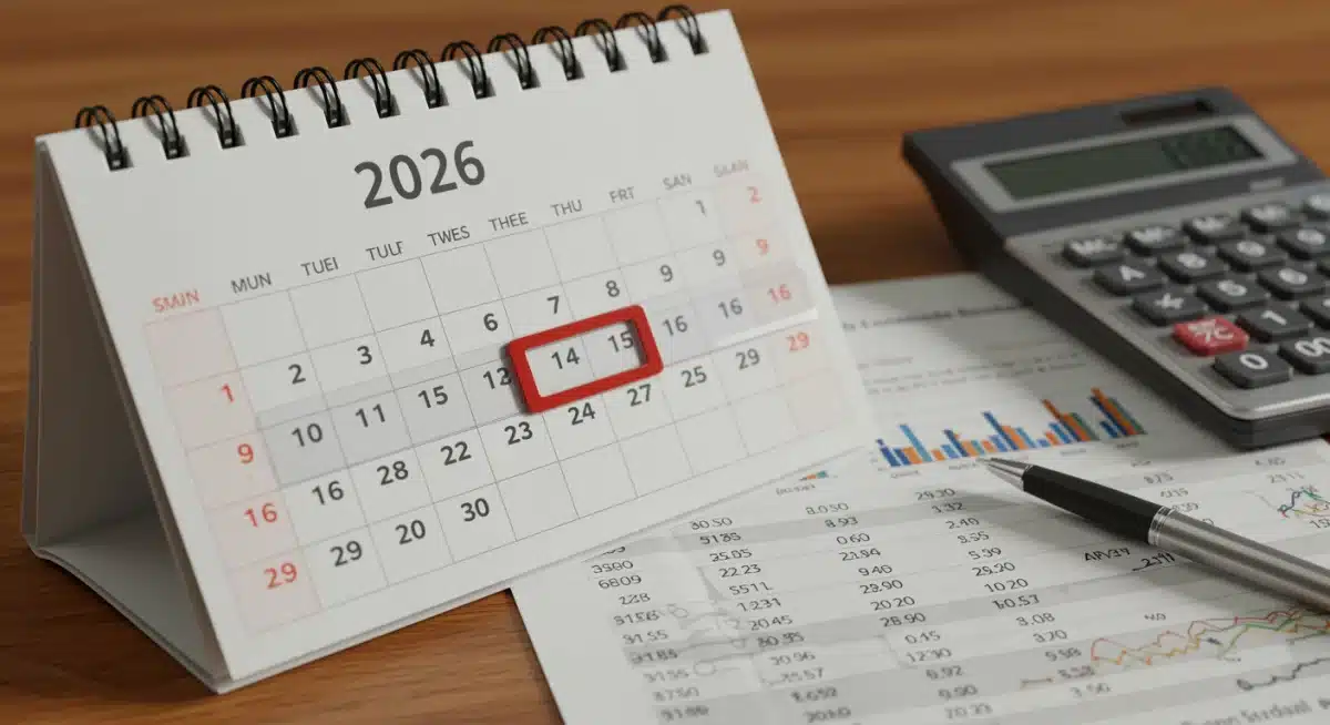 Calendar 2026 with financial documents for Social Security planning.
