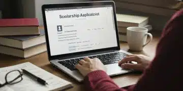 Student diligently completing a 2026 STEM scholarship application