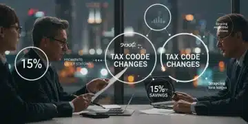 Business professionals analyzing financial data, symbolizing 2026 tax code changes and potential business savings.