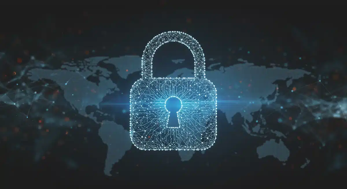 Digital padlock representing cybersecurity and network protection