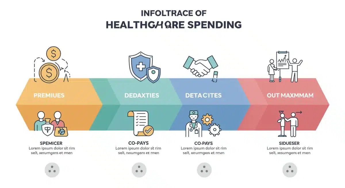 Infographic explaining health insurance components: premiums, deductibles, co-pays