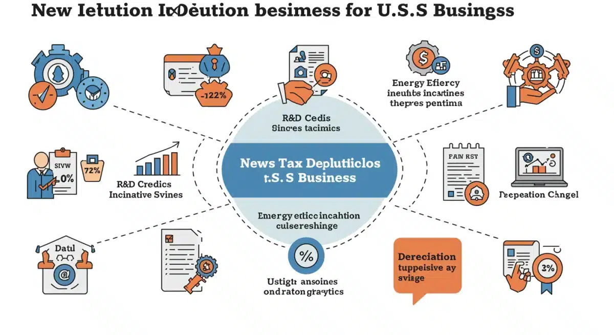 Infographic detailing new tax deduction categories for businesses in 2026, including R&D and energy efficiency.