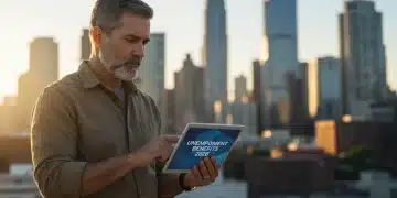 Person planning for 2026 unemployment benefits on a tablet