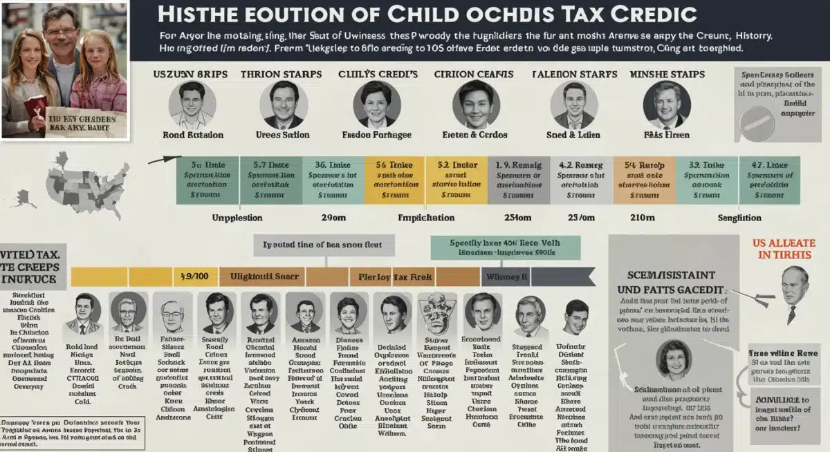 Infographic showing the historical evolution of the Child Tax Credit and its legislative changes.