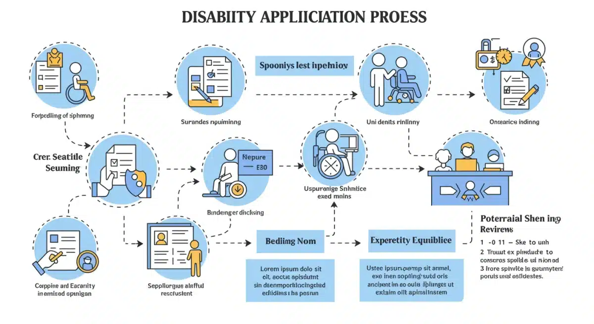 Infographic showing steps of disability application process with expedited review points.