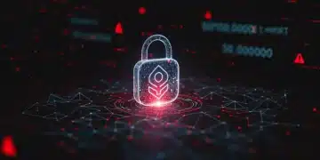 Secure crypto wallet with digital padlock and network lines, symbolizing data breach protection