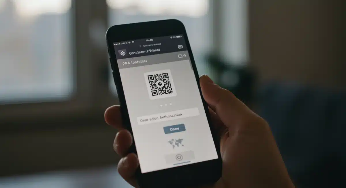 Smartphone displaying two-factor authentication for crypto wallet security