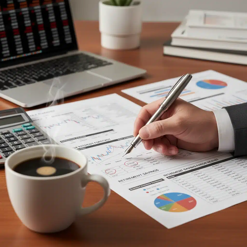 Hand planning retirement contributions on a financial document