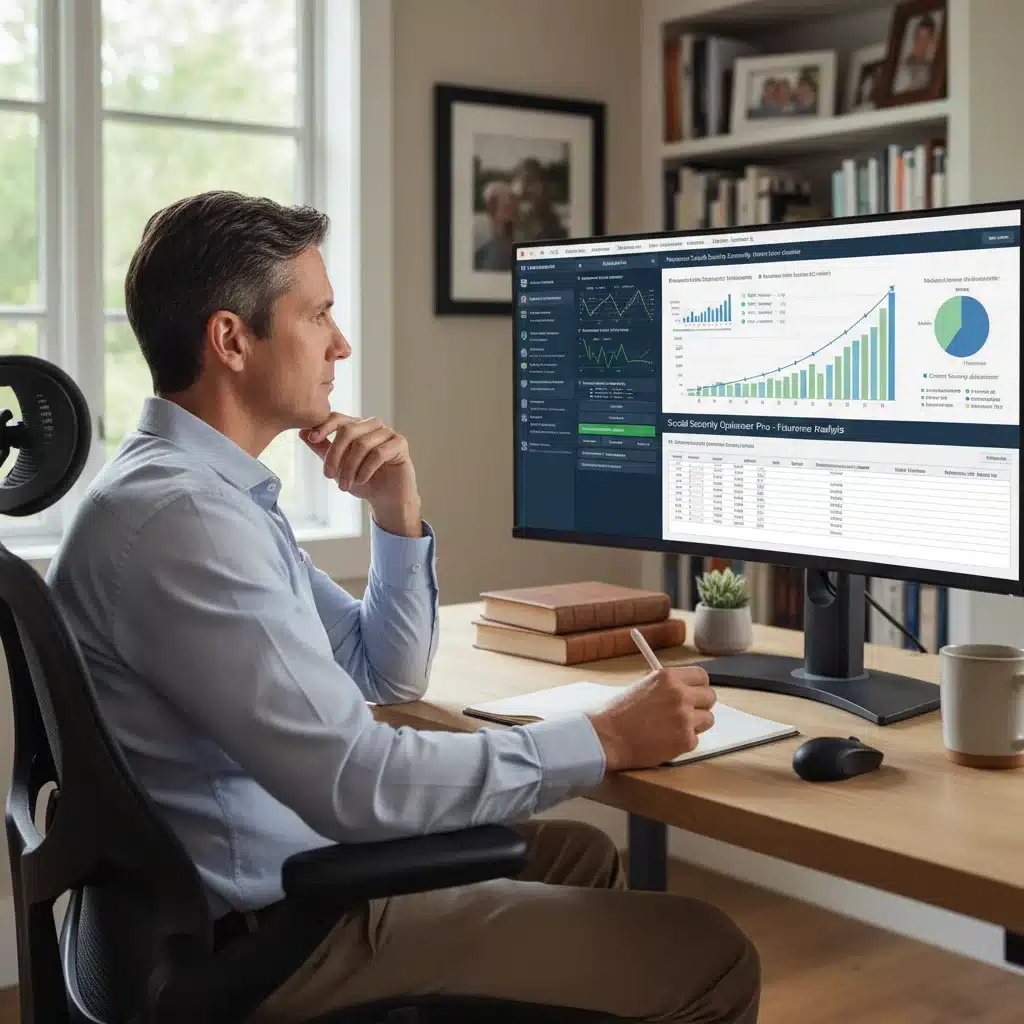 Individual analyzing financial charts for future Social Security income planning.