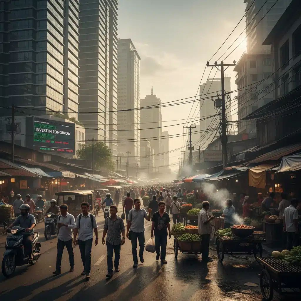 Dynamic street scene in a rapidly developing emerging market city