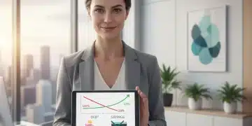 Person confidently managing finances on tablet, showing debt reduction