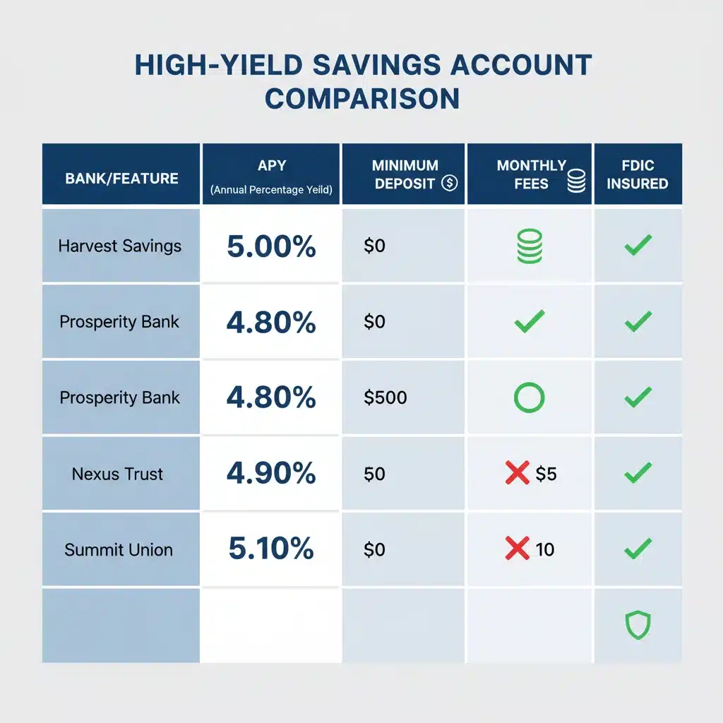 Infographic comparing high-yield savings account features