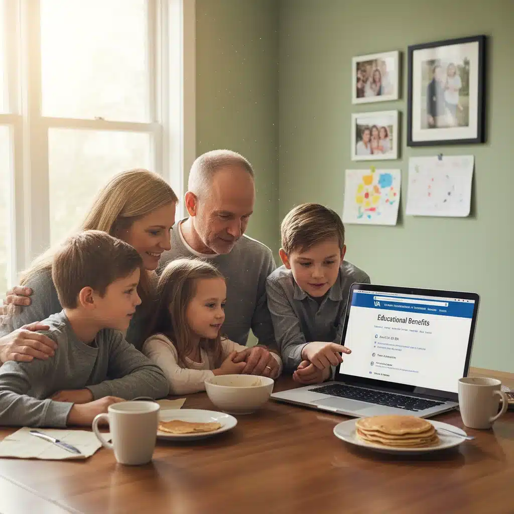 Veteran family reviewing educational benefits on a laptop