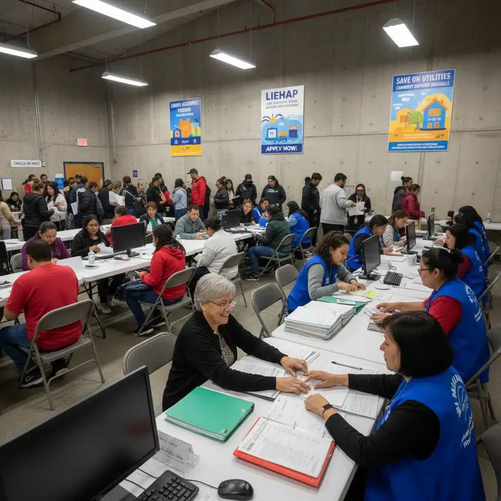 Community center offering energy assistance with staff helping applicants