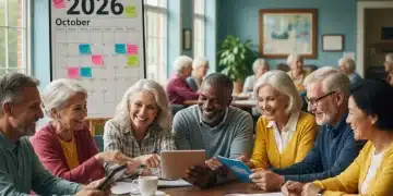 Seniors happily discussing Medicare Advantage plans for 2026, emphasizing informed choices.